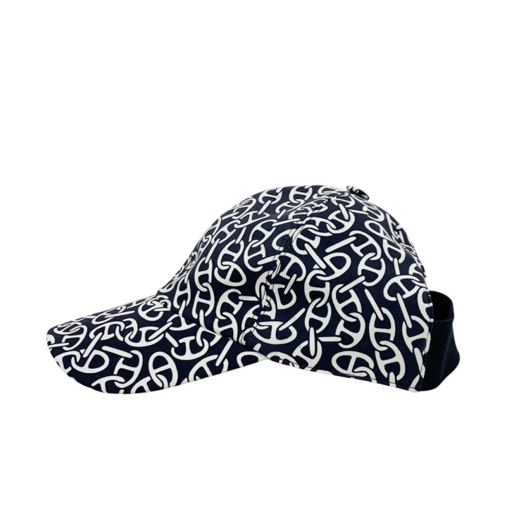 HERMES エルメス キャップ イロナナウサ シェーヌダングル ネイビー M