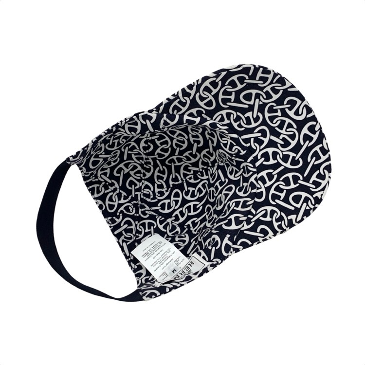 HERMES エルメス キャップ イロナナウサ シェーヌダングル ネイビー M