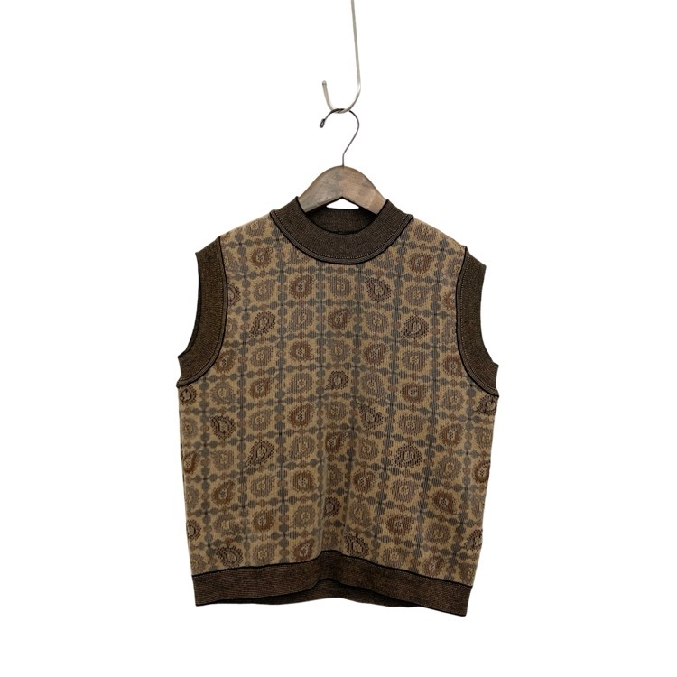 Mame Kurogouchi マメクロゴウチ Paisley Jacquard Knitted Vest ペイズリージャガードニットベスト ブラウン 2 MM21PF-KN724