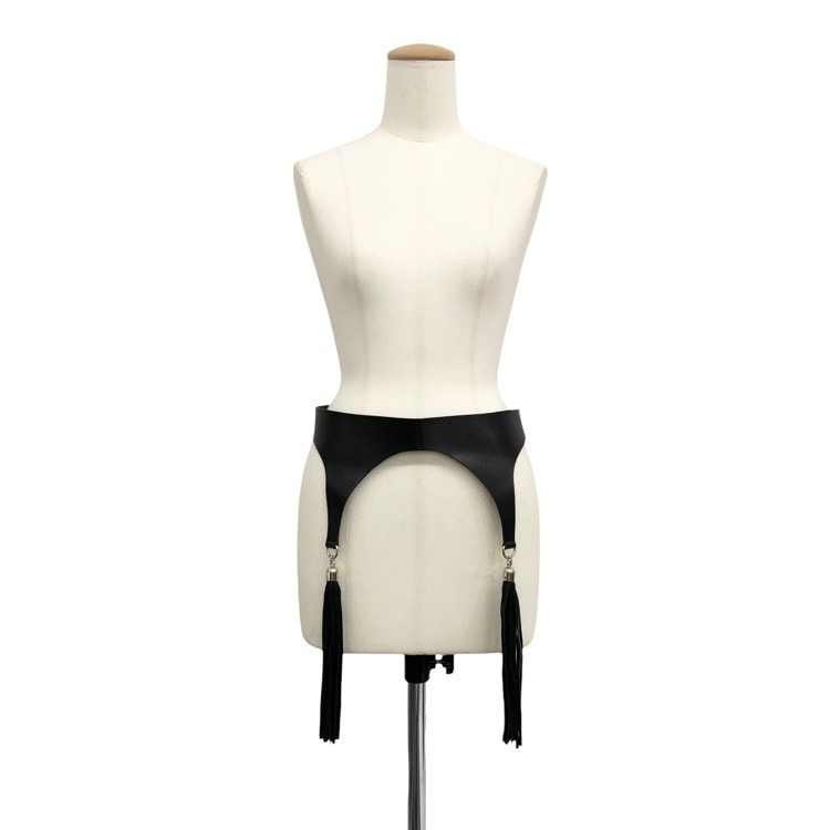 2024SS FUMIE=TANAKA フミエタナカ leather fringe belt レザーフリンジ ベルト ブラック F F24S-76