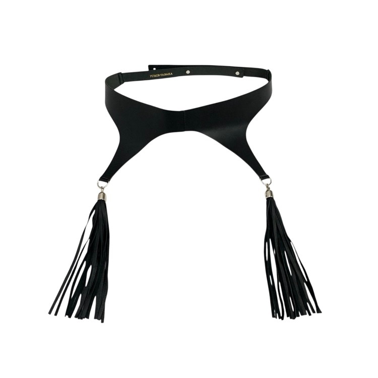 2024SS FUMIE=TANAKA フミエタナカ leather fringe belt レザーフリンジ ベルト ブラック F F24S-76