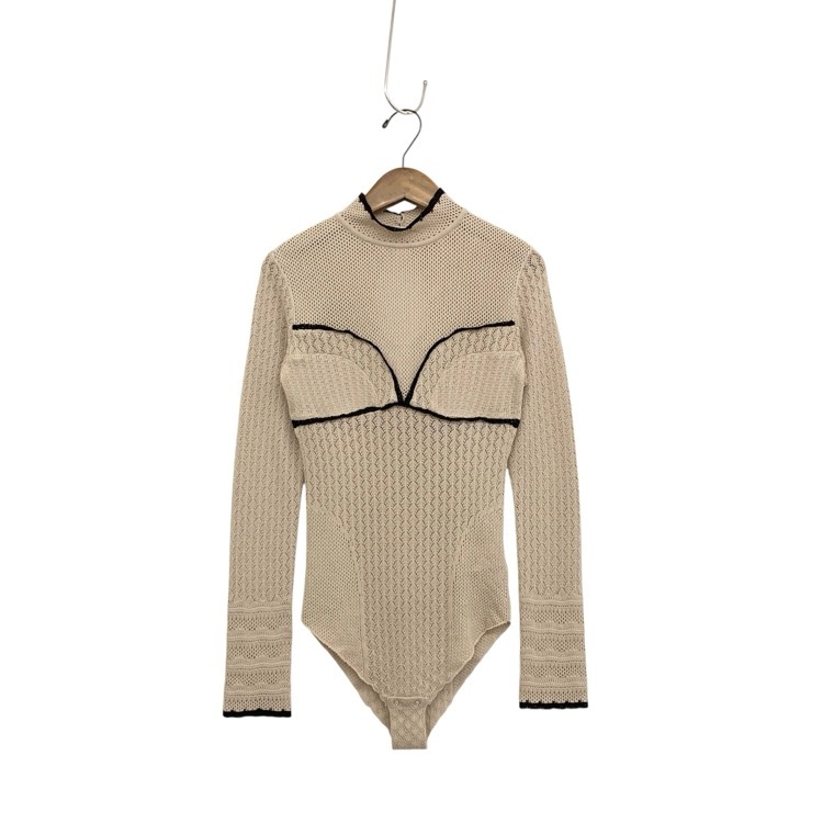 未使用品 2025AW FETICO フェティコ LACE KNIT BODYSUIT レースニットボディスーツ ベージュ 36 FTC254-0705