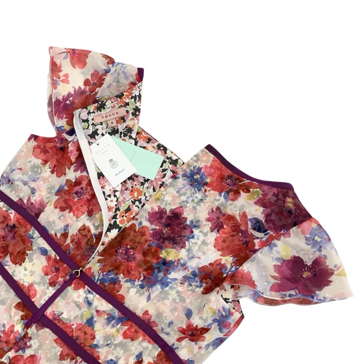 TOCCA トッカ FONDU ドレス アーカイブコレクション 小花柄シフォンワンピース マルチ 0 OPTOCM0730