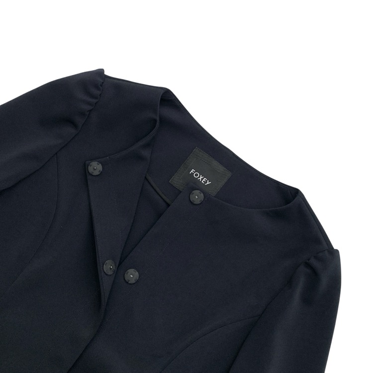FOXEY NEWYORK フォクシー Damien Jacket Pants ノーカラージャケット パンツ ミッドナイトブルー 38 45763-NSJOG 45773-NSPOG