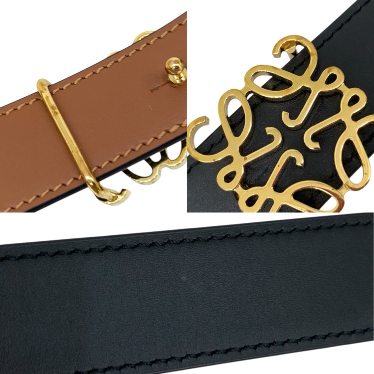 LOEWE ロエベ リバーシブル アナグラム ベルト スムースカーフサイズ70