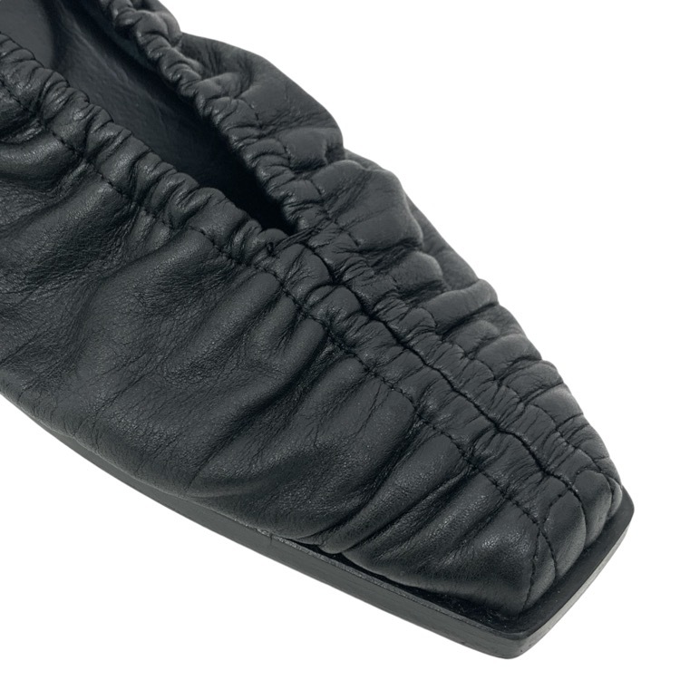 HARUNOBUMURATA ハルノブムラタ GARWIN アンクレット付きギャザーパンプス ブラック 36 HM22W1301-DRM01