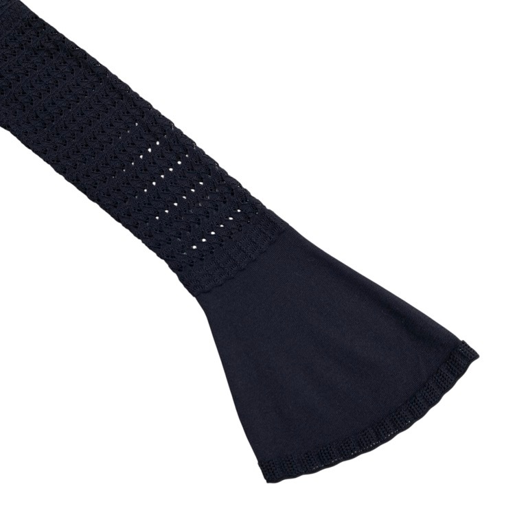 Mame Kurogouchi マメクロゴウチ Lace Stripe Knitted Dress レース編みニットワンピース ネイビー 1 MM23PF-KN727