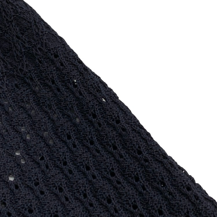 Mame Kurogouchi マメクロゴウチ Lace Stripe Knitted Dress レース編みニットワンピース ネイビー 1 MM23PF-KN727