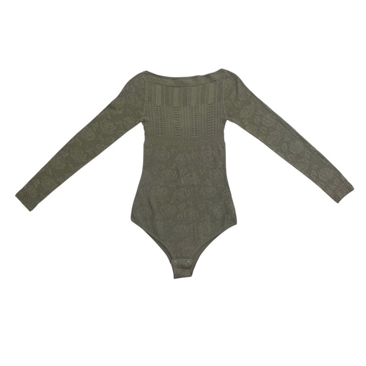 未使用品 2025AW FETICO フェティコ ROSE PATTERN LACE KNIT BODYSUIT ローズレースニットボディスーツ カーキ 36 FTC254-0713