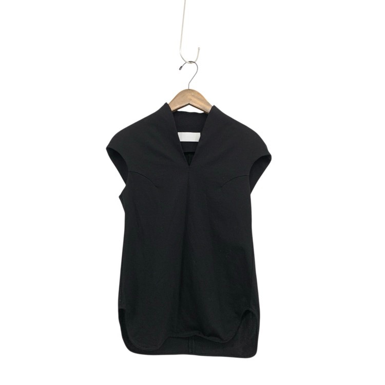 Mame Kurogouchi マメクロゴウチ Cotton Jersey French Sleeve Top コットンジャージースリーブレストップス ブラック 2 MM24FW-JS018