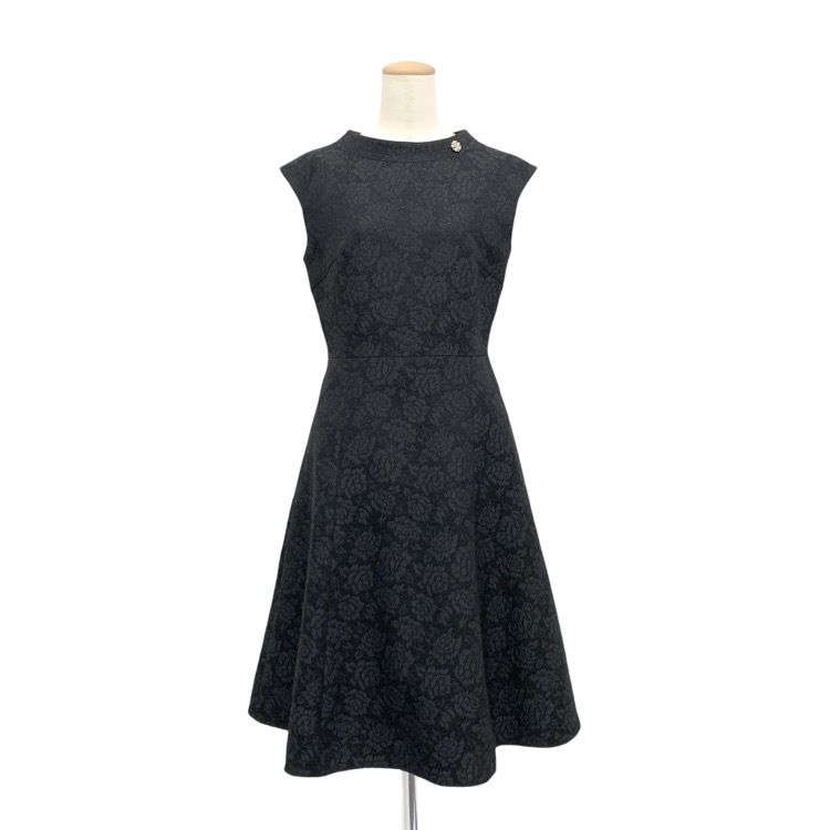 TOCCA トッカ VERONICA ドレス 薔薇柄ジャガードワンピース ブラック 0 OPTONW0102