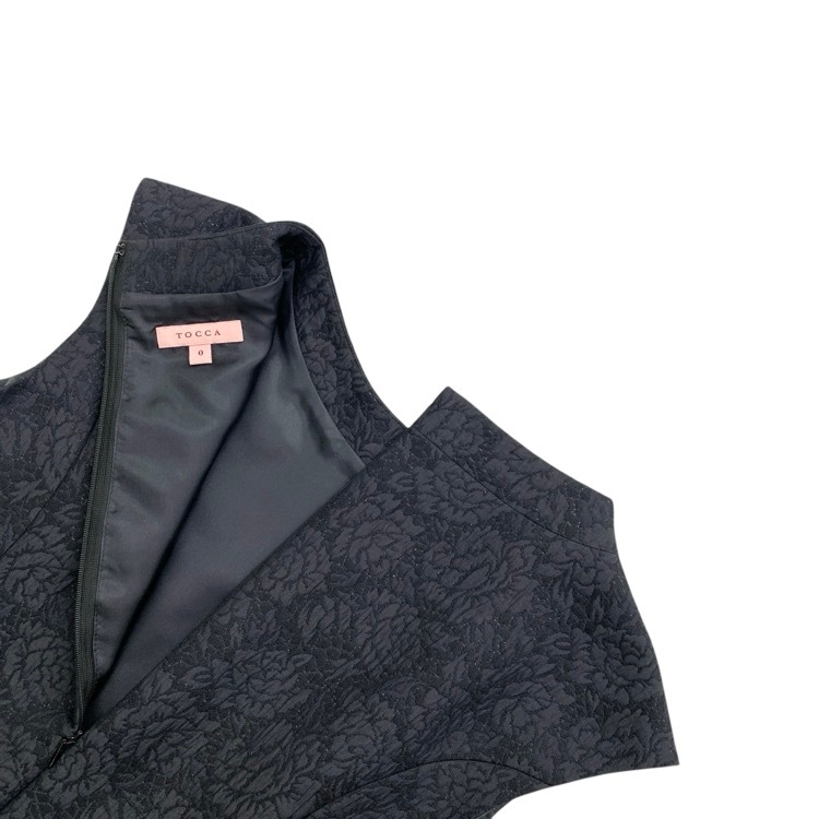 TOCCA トッカ VERONICA ドレス 薔薇柄ジャガードワンピース ブラック 0 OPTONW0102