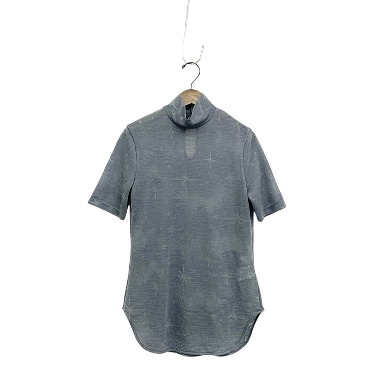 未使用品 2026SS Mame Kurogouchi マメクロゴウチ Starry Jersey Short Sleeve Sheer Top ガラス柄ジャガードシアーハイネックトップス グレー 1 MM26SS-JS027