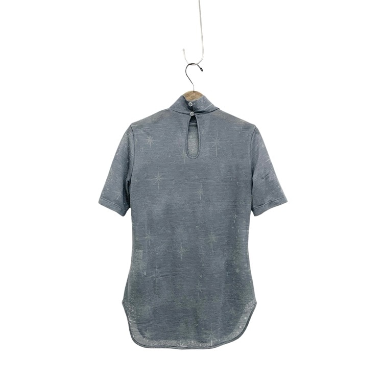 未使用品 2026SS Mame Kurogouchi マメクロゴウチ Starry Jersey Short Sleeve Sheer Top ガラス柄ジャガードシアーハイネックトップス グレー 1 MM26SS-JS027