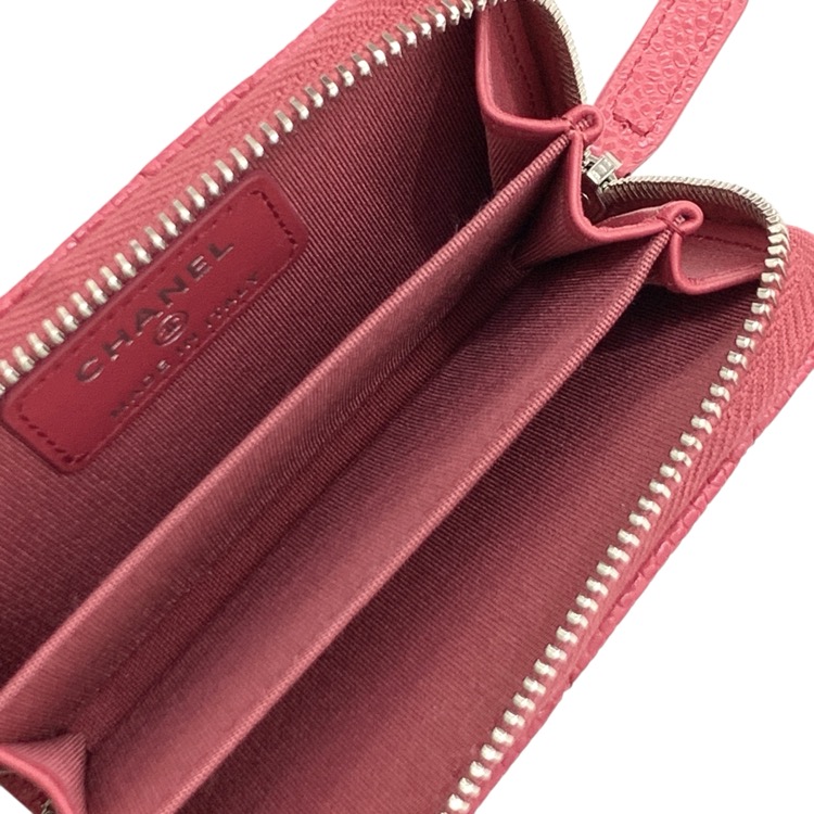 未使用品 CHANEL シャネル マトラッセ クラシック ジップ コインパース キャビアスキン ピンク AP1416