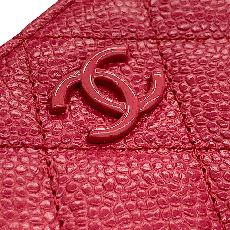 未使用品 CHANEL シャネル マトラッセ クラシック ジップ コインパース キャビアスキン ピンク AP1416