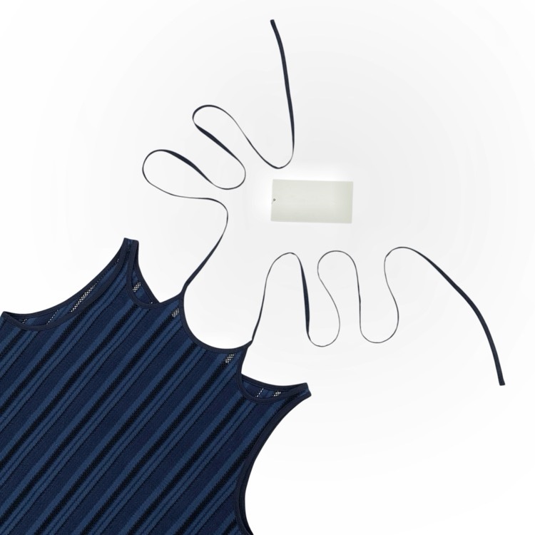 Mame Kurogouchi マメクロゴウチ Russell Jersey Sleeveless Top ストライプ ラッセルジャージートップ ネイビー 3 MM25FW-JS005