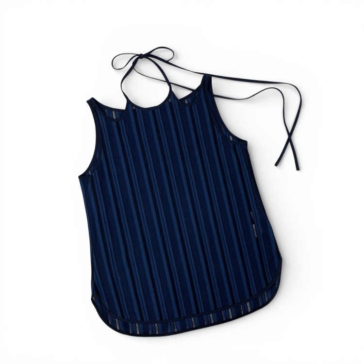 Mame Kurogouchi マメクロゴウチ Russell Jersey Sleeveless Top ストライプ ラッセルジャージートップ ネイビー 3 MM25FW-JS005