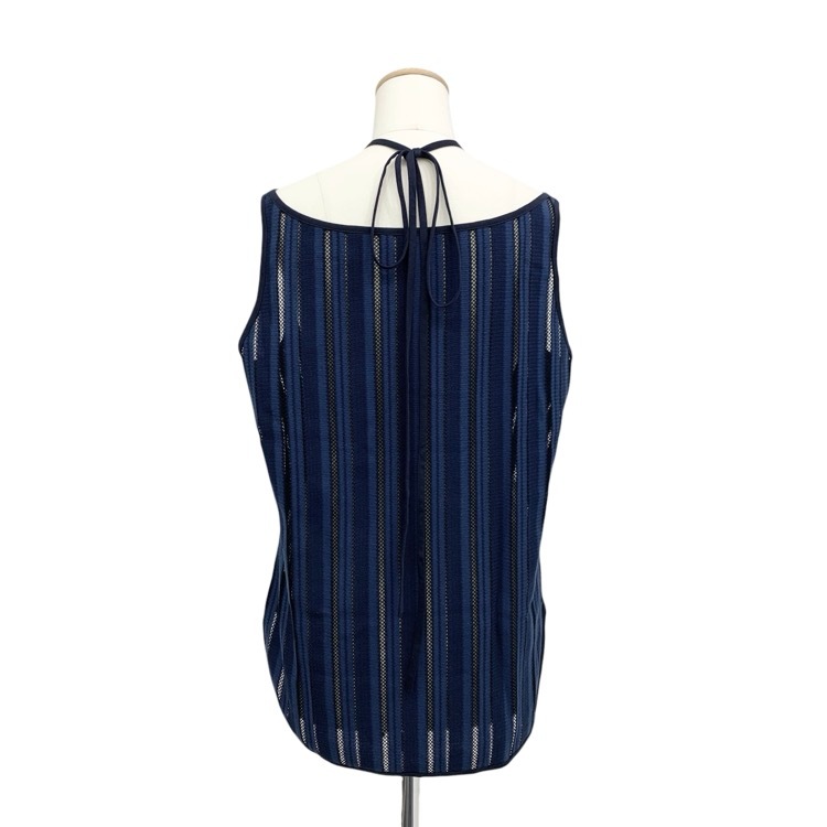 Mame Kurogouchi マメクロゴウチ Russell Jersey Sleeveless Top ストライプ ラッセルジャージートップ ネイビー 3 MM25FW-JS005
