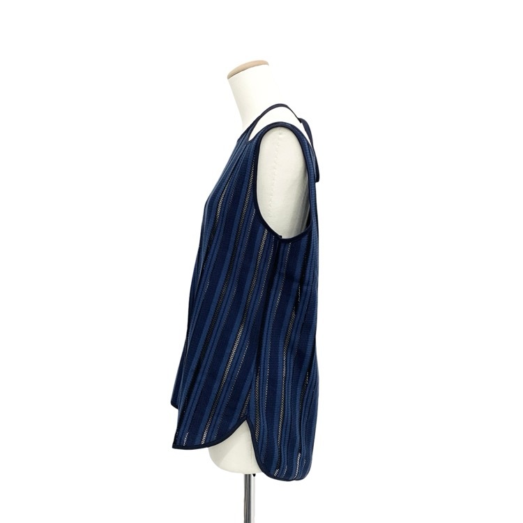 Mame Kurogouchi マメクロゴウチ Russell Jersey Sleeveless Top ストライプ ラッセルジャージートップ ネイビー 3 MM25FW-JS005