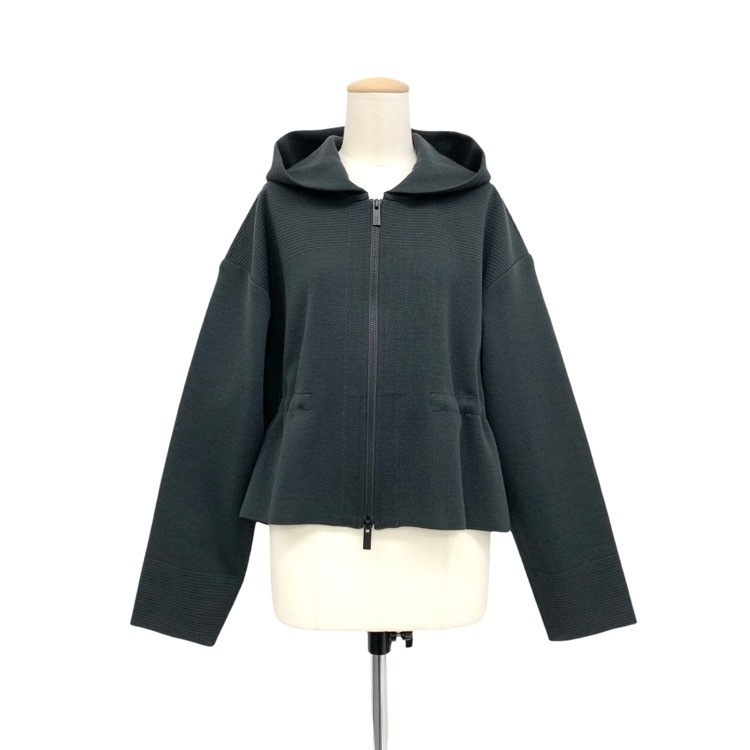 2025AW CFCL シーエフシーエル TW MILAN CROPPED HOODIE JACKET ミラノリブニットフーディジャケット パーカー スモーキーブラック 3 CF010KC127JP00