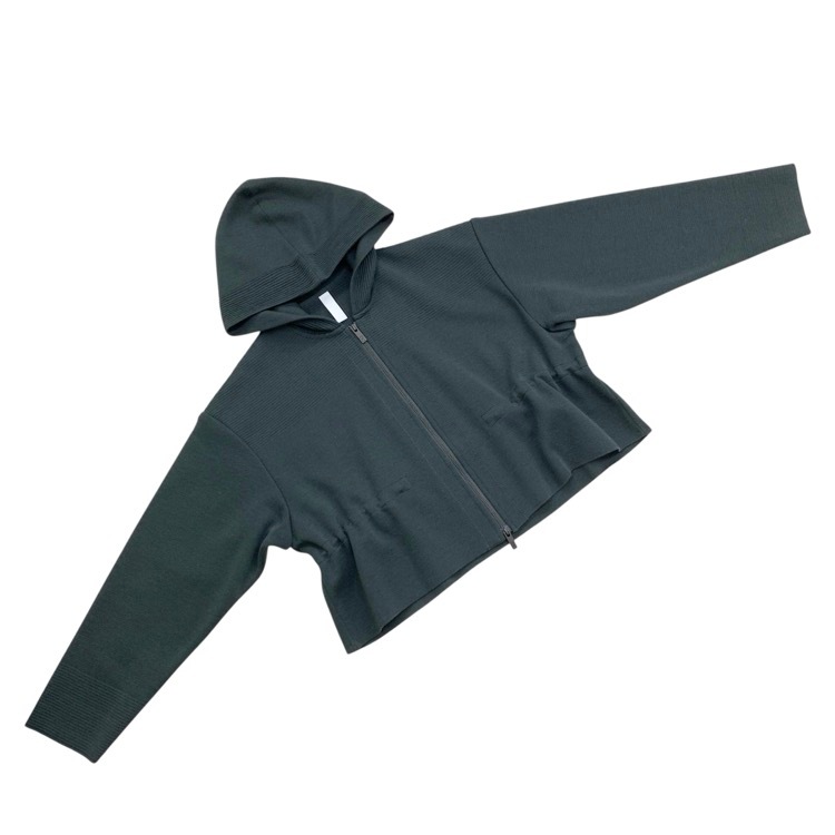 2025AW CFCL シーエフシーエル TW MILAN CROPPED HOODIE JACKET ミラノリブニットフーディジャケット パーカー スモーキーブラック 3 CF010KC127JP00