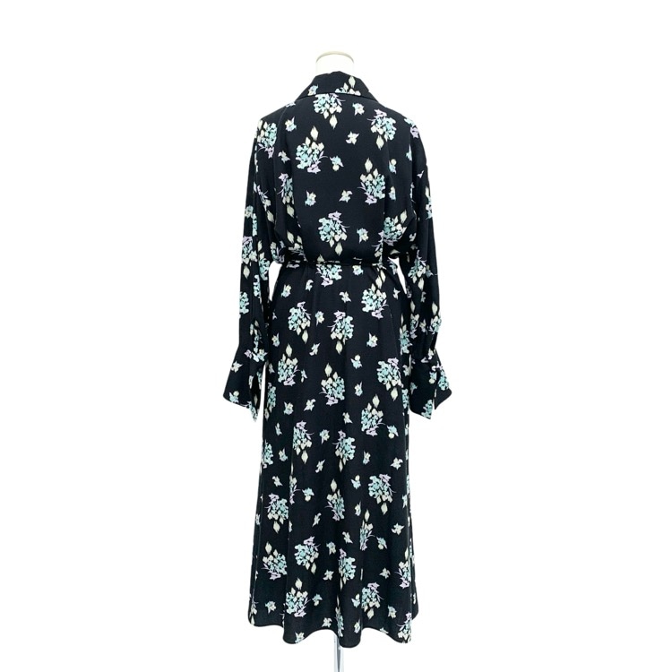 未使用品 2026SS Mame Kurogouchi マメクロゴウチ Floral Motif Printed Dress 花柄モチーフシャツワンピース ブラック 1 MM26SS-DR001
