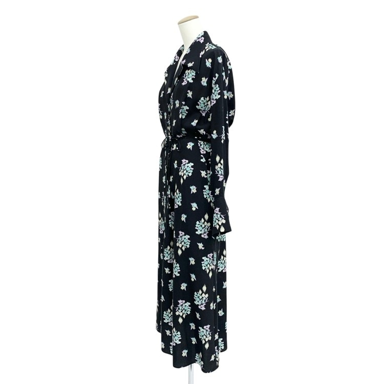 未使用品 2026SS Mame Kurogouchi マメクロゴウチ Floral Motif Printed Dress 花柄モチーフシャツワンピース ブラック 1 MM26SS-DR001