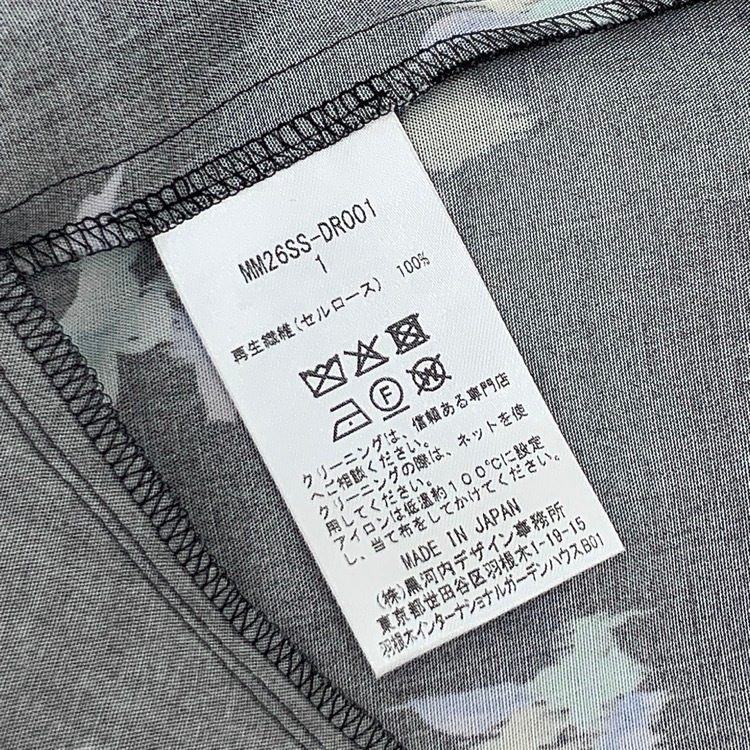 未使用品 2026SS Mame Kurogouchi マメクロゴウチ Floral Motif Printed Dress 花柄モチーフシャツワンピース ブラック 1 MM26SS-DR001