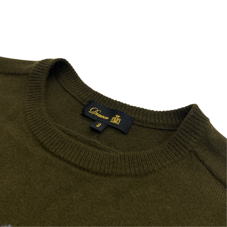 Drawer ドゥロワー ロゴ ニット セーター カシミヤ カーキ 2 6513-106-0812