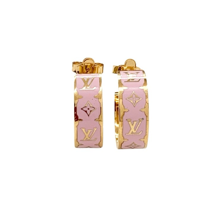 LOUIS VUITTON ルイ・ヴィトン ピアス ナノグラム エナメル ピンク M01831