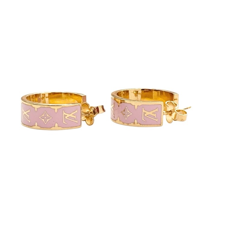 LOUIS VUITTON ルイ・ヴィトン ピアス ナノグラム エナメル ピンク M01831