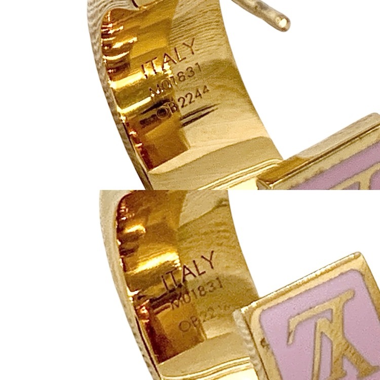 LOUIS VUITTON ルイ・ヴィトン ピアス ナノグラム エナメル ピンク M01831