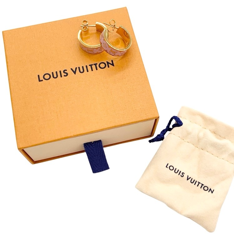 LOUIS VUITTON ルイ・ヴィトン ピアス ナノグラム エナメル ピンク M01831