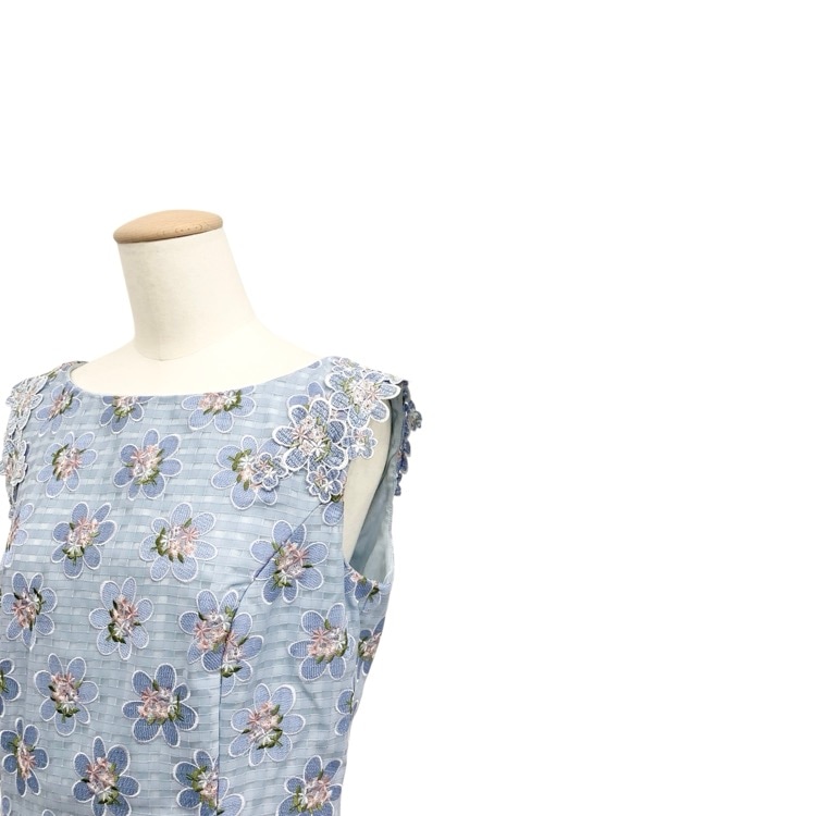 TOCCA トッカ ANNA BELLE PETALS ドレス オーガンジー刺繍ワンピース ブルー 4 OPTONM0300