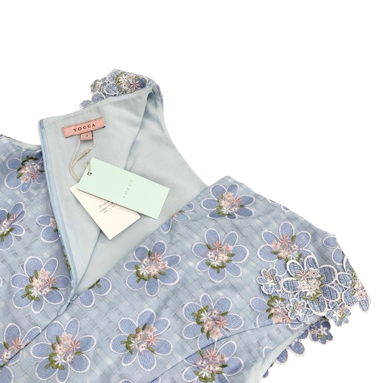 TOCCA トッカ ANNA BELLE PETALS ドレス オーガンジー刺繍ワンピース ブルー 4 OPTONM0300
