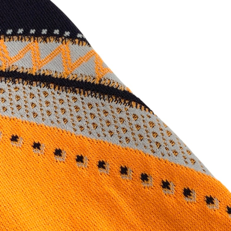2025AW Mame Kurogouchi マメクロゴウチ Floral Jacquard High Neck Knitted Top 小花柄ジャガードハイネックニットトップス ネイビー 2 MM25FW-KN025