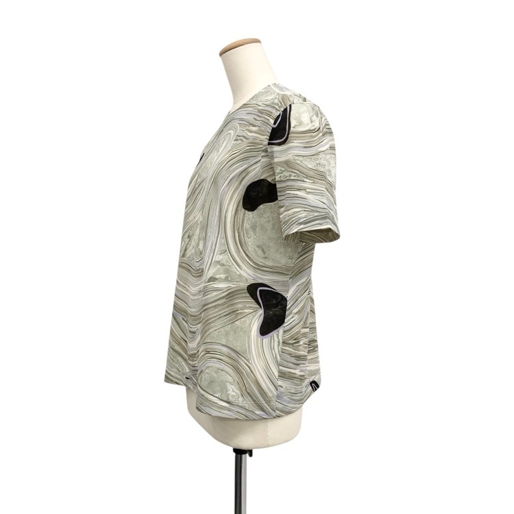 Mame Kurogouchi マメクロゴウチ Marble Print Jersey Short Sleeve Top マーブルプリントジャージー カットソー グレー 3 MM25FW-JS077