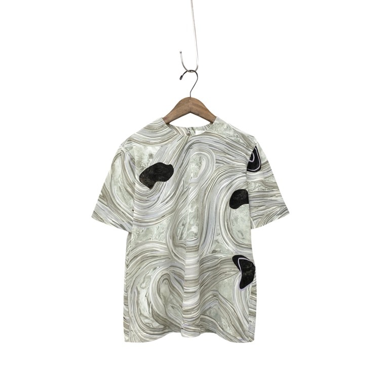 Mame Kurogouchi マメクロゴウチ Marble Print Jersey Short Sleeve Top マーブルプリントジャージー カットソー グレー 3 MM25FW-JS077