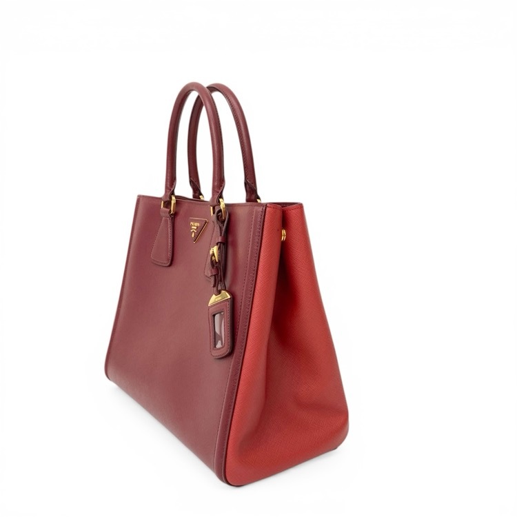 PRADA プラダ ガレリア ハンドバッグ ショルダーストラップ付 ボルドー レッド BN2438