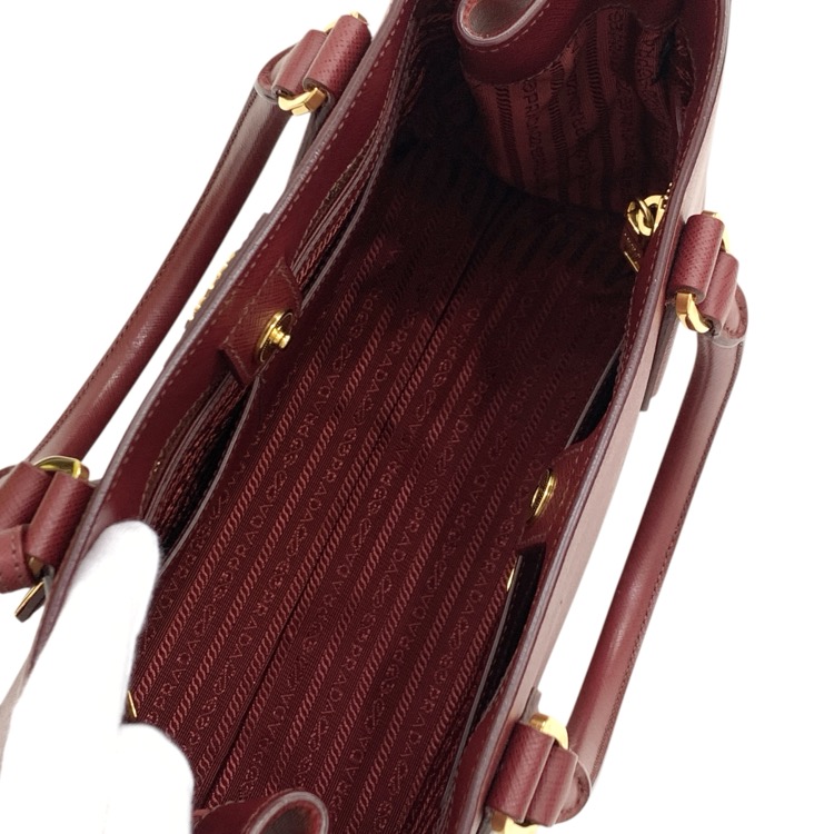 PRADA プラダ ガレリア ハンドバッグ ショルダーストラップ付 ボルドー レッド BN2438