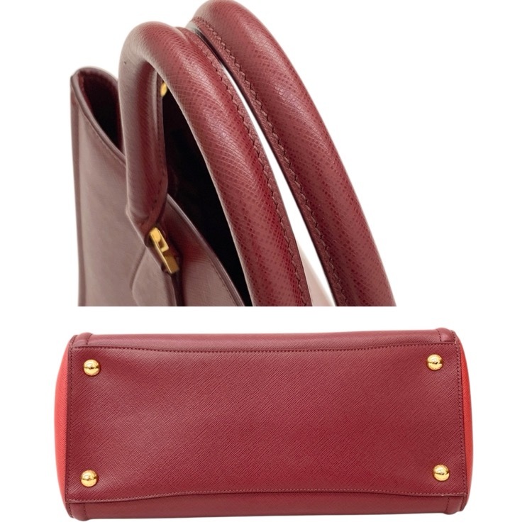 PRADA プラダ ガレリア ハンドバッグ ショルダーストラップ付 ボルドー レッド BN2438