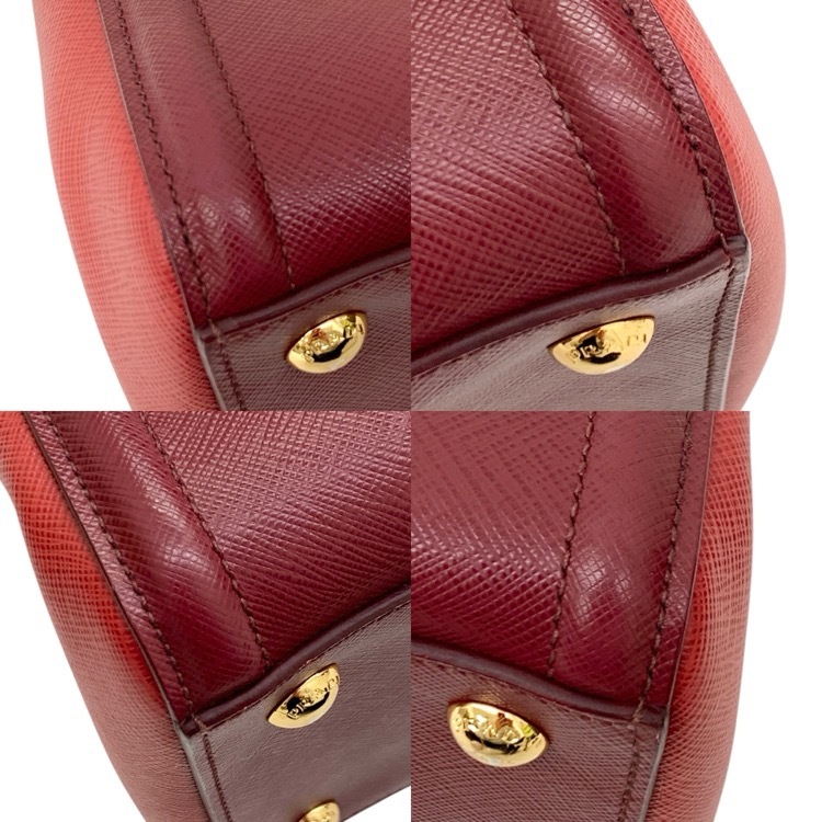 PRADA プラダ ガレリア ハンドバッグ ショルダーストラップ付 ボルドー レッド BN2438