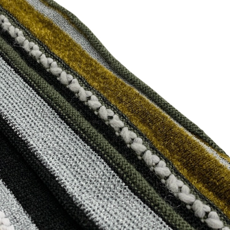 Mame Kurogouchi マメクロゴウチ Stripe Jacquard High Neck Knitted Dress ストライプジャガードハイネックニットワンピース カーキ 3 MM23FW-KN016