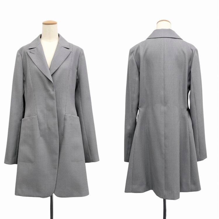 未使用品 HARUNOBUMURATA ハルノブムラタ IRIS ロングテーラードジャケット チェック グレー 38 HM23W218