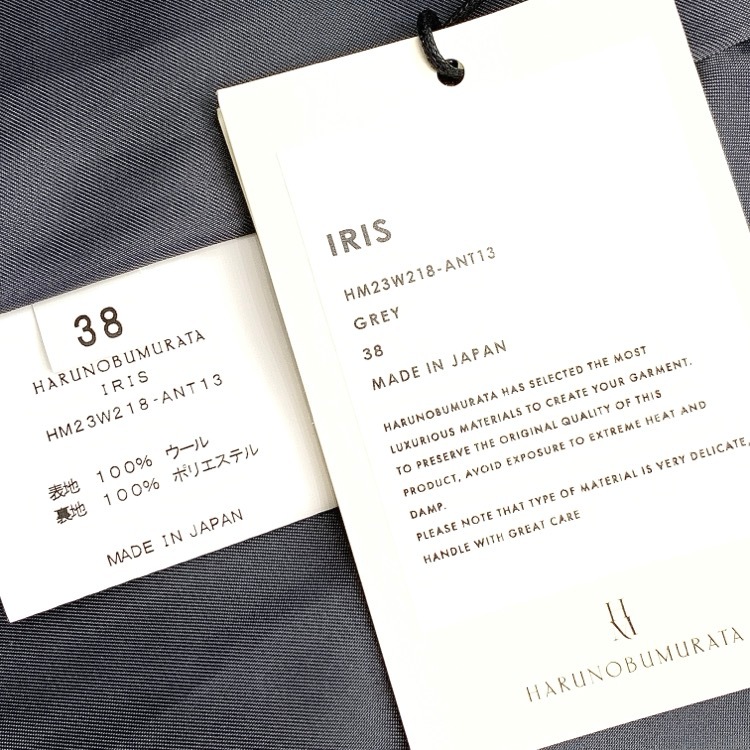 未使用品 HARUNOBUMURATA ハルノブムラタ IRIS ロングテーラードジャケット チェック グレー 38 HM23W218