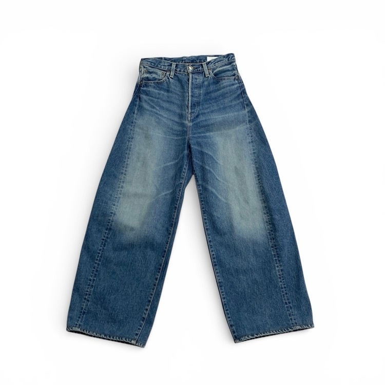 HYKE ハイク DENIM BARREL LEG JEANS USED WASH加工 デニムワイドバレルパンツ ユーズドウォッシュブルー 1 13352