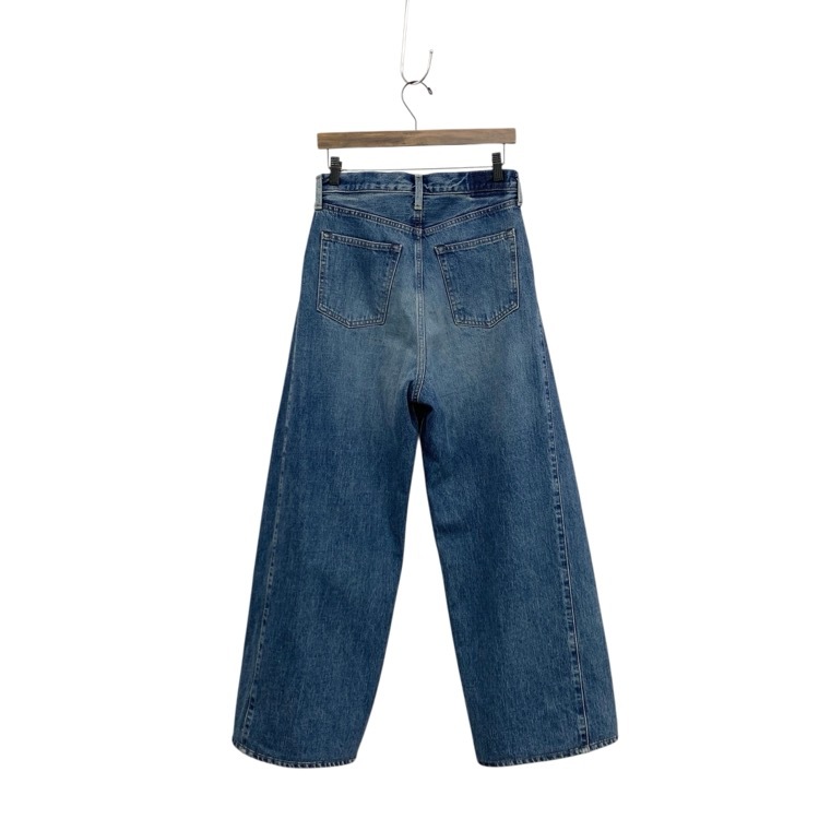 HYKE ハイク DENIM BARREL LEG JEANS USED WASH加工 デニムワイドバレルパンツ ユーズドウォッシュブルー 1 13352