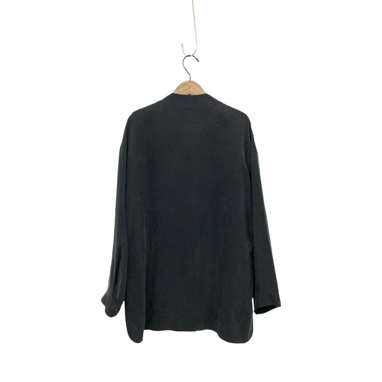 Mame Kurogouchi マメクロゴウチ Fibrillated V-Neck Shirt ヴィンテージ調Vネックシャツブラウス ブラック 2 MM24FW-SH063