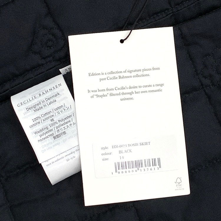CECILIE BAHNSEN セシリーバンセン ROSIE SKIRT 薔薇柄キルティングスカート ブラック 14 EDI-0025
